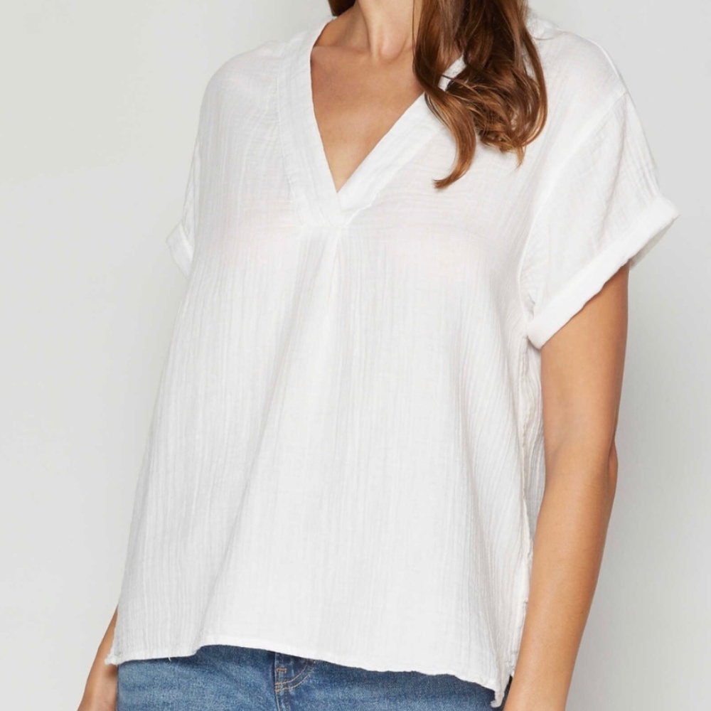 GAP Gauze V-Neck Top, White size M